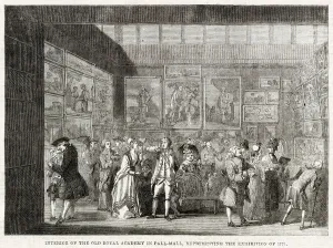Exhibition Prints: Interior of the old Royal Academy in Pall Mall, representing the exhibition of 1771