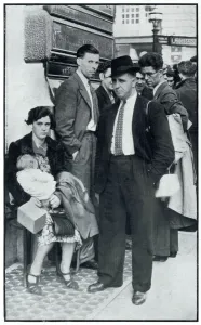 Return Prints: Irish nationals outside the Irish Embassy, September 1939