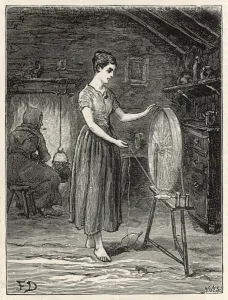 Wool Prints: Irish Woman Spinning