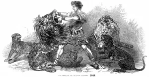 Dutch Prints: Isaac Van Amburgh and his lions, London, 1848