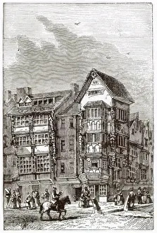 Exterior Prints: Isaak Walton's house at the corner of Fleet Street and Chancery Lane