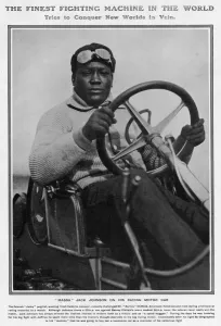 Goggles Prints: Jack Johnson on his Racing Motor Car