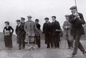 Course Prints: James Braid driving off the ninth tee