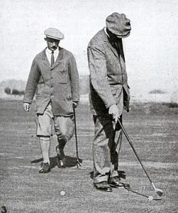 Golfing Prints: James Braid misses a putt at Oxhey
