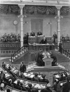 Japanese Prints: Japanese Parliament debate
