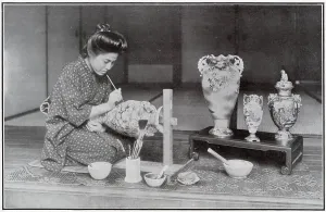 Floor Prints: Japanese Woman Painting Vases 1908