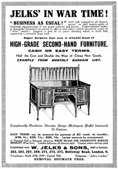 Merchant Prints: Jelks in wartime, second hand furniture merchant, WW1