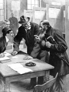 Elderly Prints: Jewish Voter at the Polling Station, London, 1910