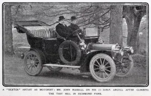 Argyll Prints: John Hassall in his Argyll motor car