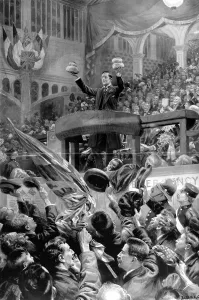 Chamberlain Prints: Joseph Chamberlain MP at Bingley Hall, Birmingham, 4th Novem