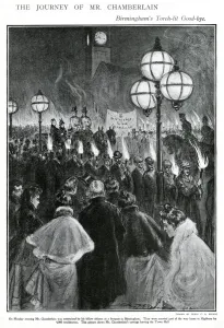 Crowd Prints: Joseph Chamberlain torch-lit goodbye, 1902