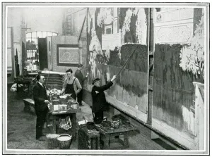 Theatrical Prints: Joseph Harker in his scenery painting studio