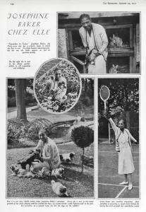 Playing Prints: Josephine Baker with pet bunny rabbits and many small dogs