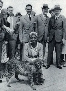 Beach Prints: Josephine Baker with her pet cheetah at Deauville, France