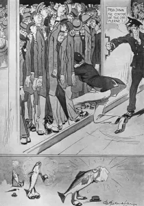 Packed Prints: Joys of To-day 1. Sardine-time on the tube by Studdy