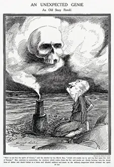 Kaiser Prints: Kaiser Wilhelm II depicted in the role of Aladdin but instead of releasing a genie