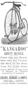 Cycling Prints: Kangeroo safety bicycle advert, 1885