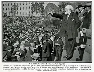 Straw Prints: Keir Hardie speaking in Trafalgar Square, London, WW1