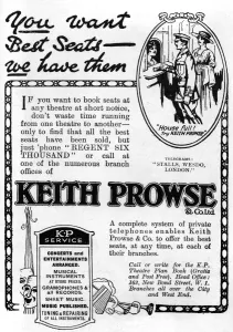 Tickets Prints: Keith Prowse advertisement, WW1