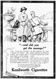 Cigarettes Prints: Kenilworth cigarettes advertisement, WW1