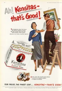 Steps Prints: Kensitas cigarettes advertisement, 1953