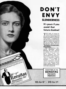 Cigarette Prints: Kensitas cigarettes advertisement - they re slimming