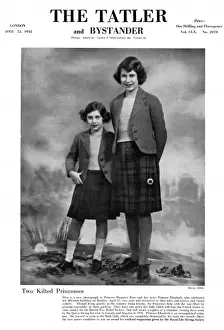 Ww 2 Prints: Two kilted princesses: Princesses Elizabeth & Margaret, 1941