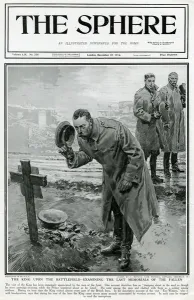 Examining Prints: King George V examining memorials on the battlefield