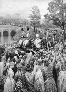 Pageantry Prints: King George V and Queen Mary with crowd