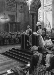 Tradition Prints: King George V and Queen Mary kneeling in church