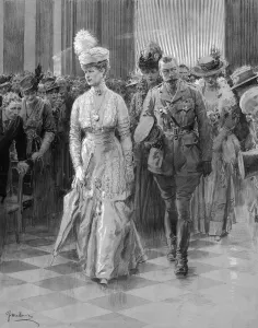 Floor Prints: King George V and Queen Mary walking down aisle