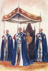 Garter Prints: King George VI and his canopy bearers, coronation