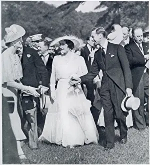 Paris Prints: King George VI and Queen Elizabeth greeting a guest at a garden party held in their honour at the Bagatelle in the Bois