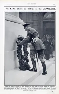 Ceremony Prints: King placing his tribute at the Cenotaph, London 1920