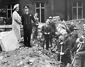 Clear Prints: King and Queen inspecting bomb damage at Buckingham Palace