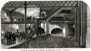 Platforms Prints: Kings Cross underground station, London 1868