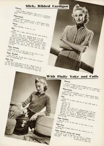 1940 Prints: Knitted womens cardigans 1940