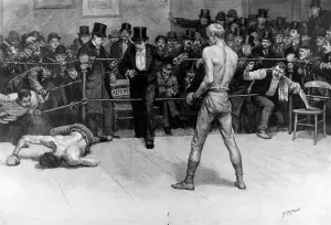 Enters Prints: Knock Out at a Boxing Match, c. 1896