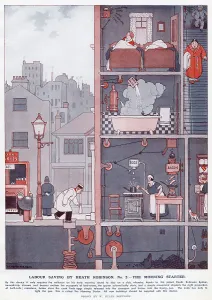 William Prints: Labour Saving by Heath Robinson. No. 2 - The Morning Starter