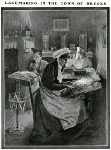 Homes Prints: Lace-Making in the town of Bruges, Belgium 1907