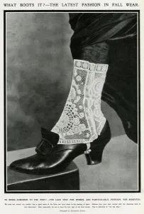 Spats Prints: Lace spat for women 1913