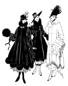 Velvet Prints: Three ladies coats, 1915