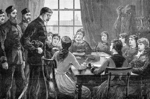 1881 Prints: Ladies Land League meeting, Ireland