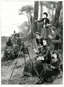 1885 Prints: Ladies sketching club 1885