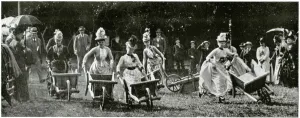 Ladies Prints: Ladies wheelbarrow race at Bad Homburg, 1882