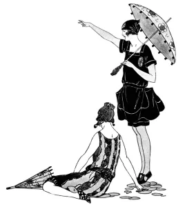 Bather Prints: Two lady bathers in Marshall & Snelgrove swimsuits
