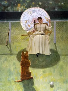 Balls Prints: Lady and Begging Dog