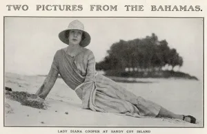 Bahamas Prints: Lady Diana Cooper at Sandy Coy Island