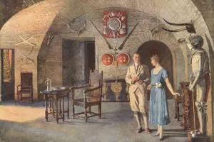 Bowes Prints: Lady Elizabeth Bowes-Lyon shows Duke of York around Glamis