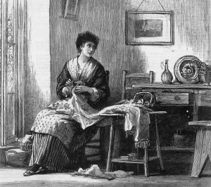 Household Prints: LADY EMBROIDERING 1874